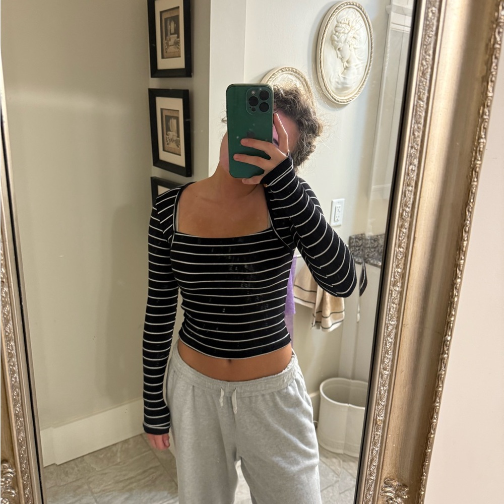 Square neck long sleeve baby pink